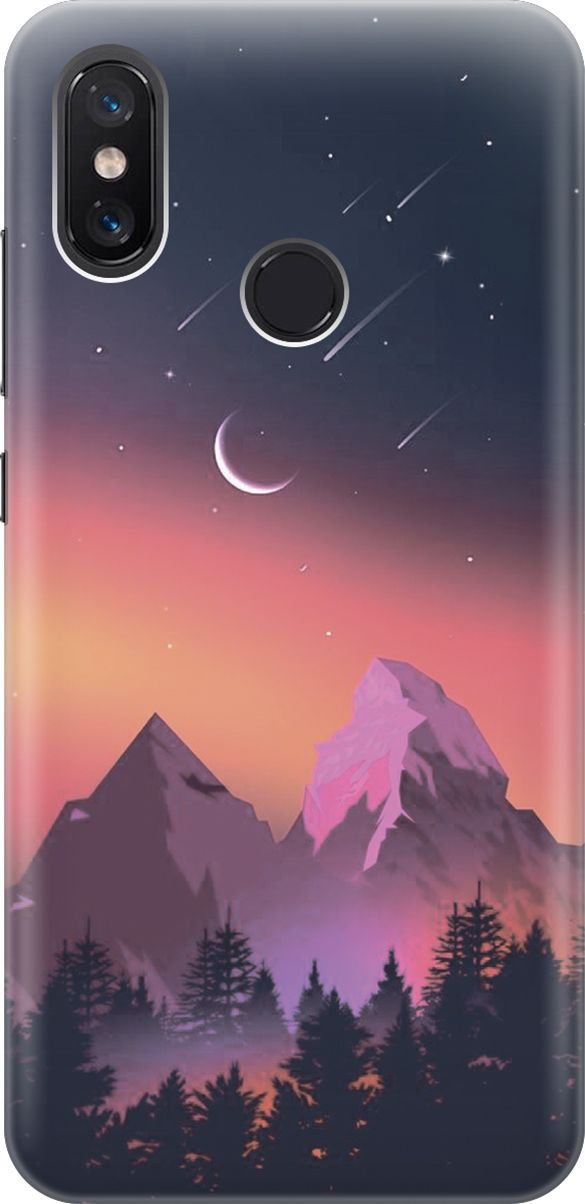 

Силиконовый чехол на Xiaomi Mi 8 "Горы и звездопад", Оранжевый;черный, 7745