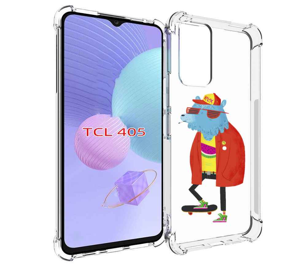 Чехол MyPads медведь на скейте для TCL 405
