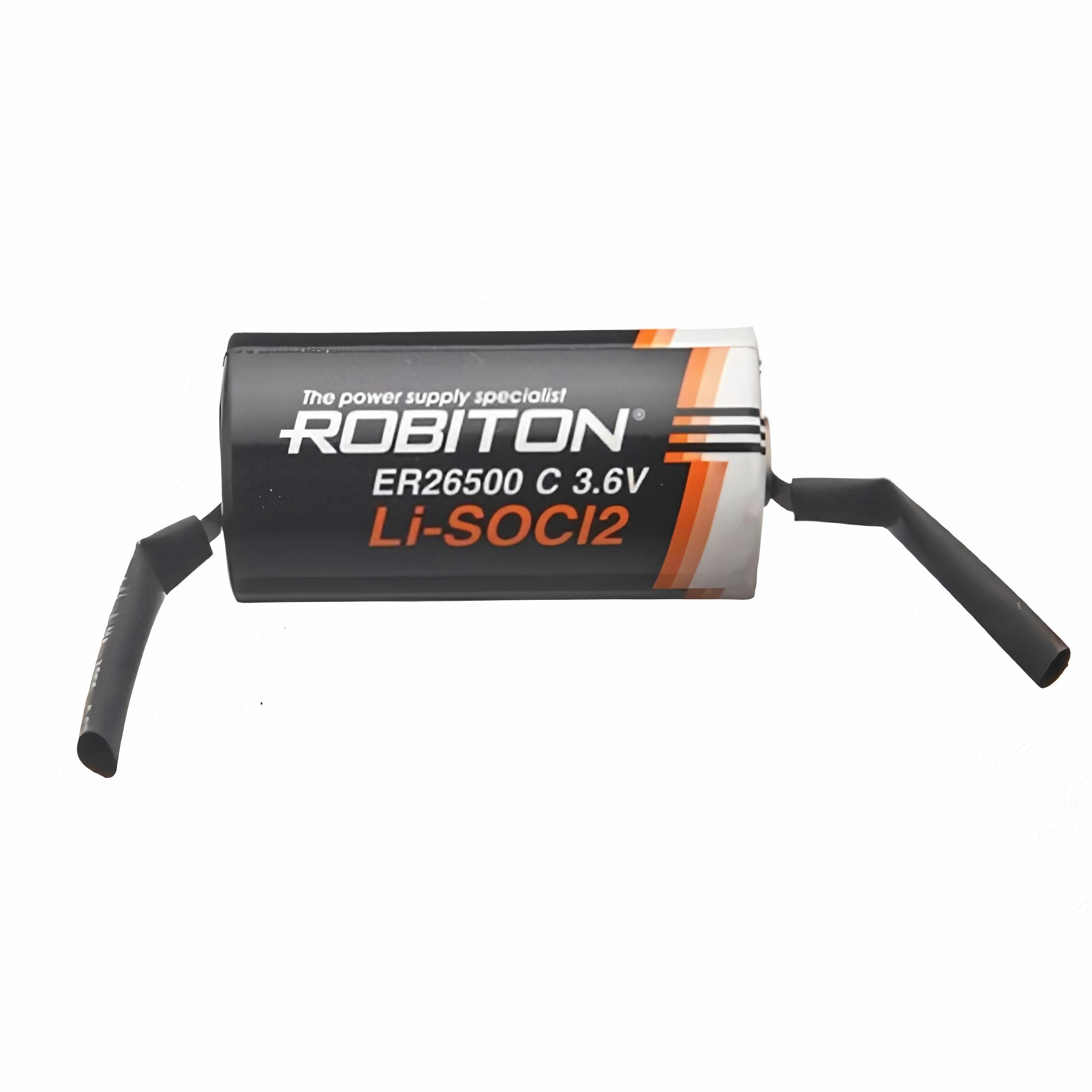 Батарейка ROBITON ER26500-FT (R14/C) Lithium/3.6В 9000 мАч с лепестковыми выводами/ 2 шт. батарейка robiton