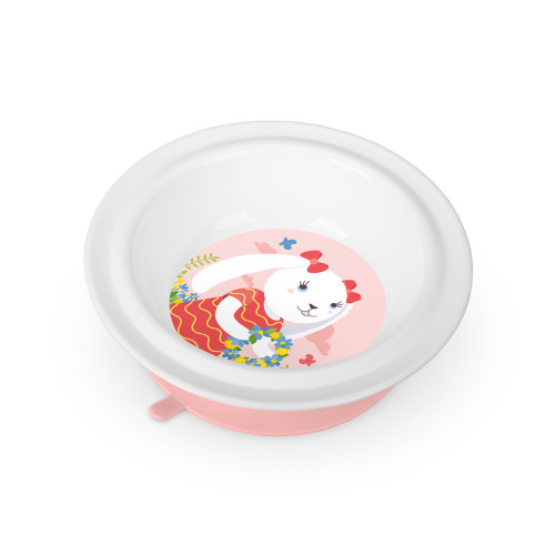 Тарелка детская Пластишка глубокая на присосе с розовым декором цв. белый, 431317616 тарелка мелкая 25 см jenny декор жемчуг