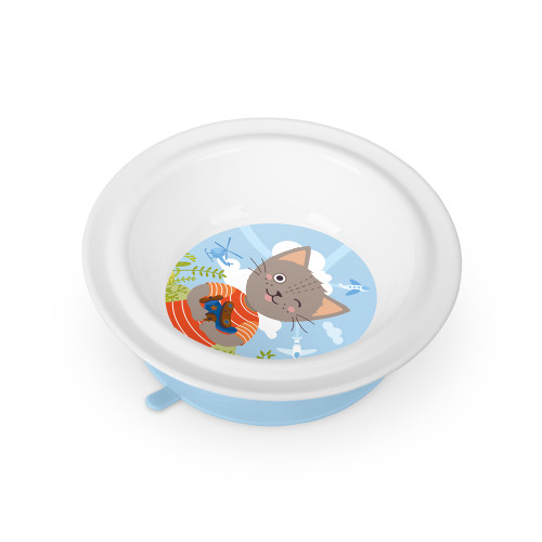 Тарелка детская Пластишка глубокая на присосе с голубым декором цв. белый, 431317716 тарелка мелкая 25 см jenny декор жемчуг