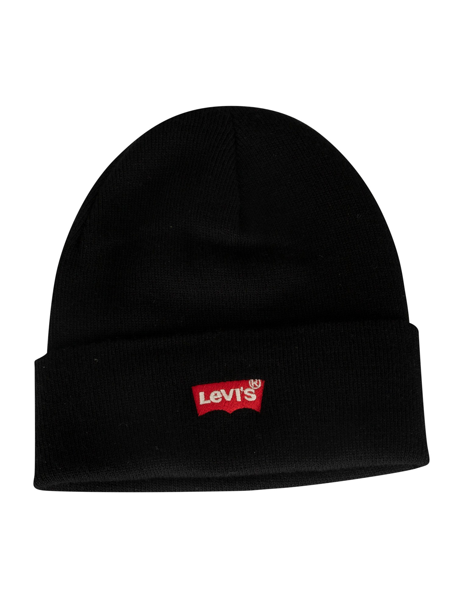 Шапка бини унисекс Levi's Red Batwing Embroidered Slouchy Beanie черная, one size