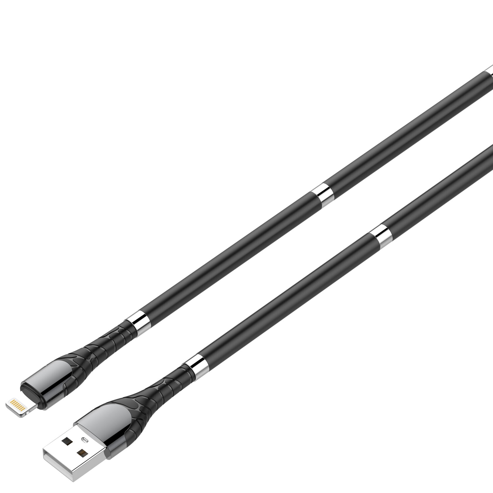 фото Ldnio ls511/ usb кабель lightning/ 1m/ 2.4a/ медь: 86 жил/ магнитная оплетка/ black