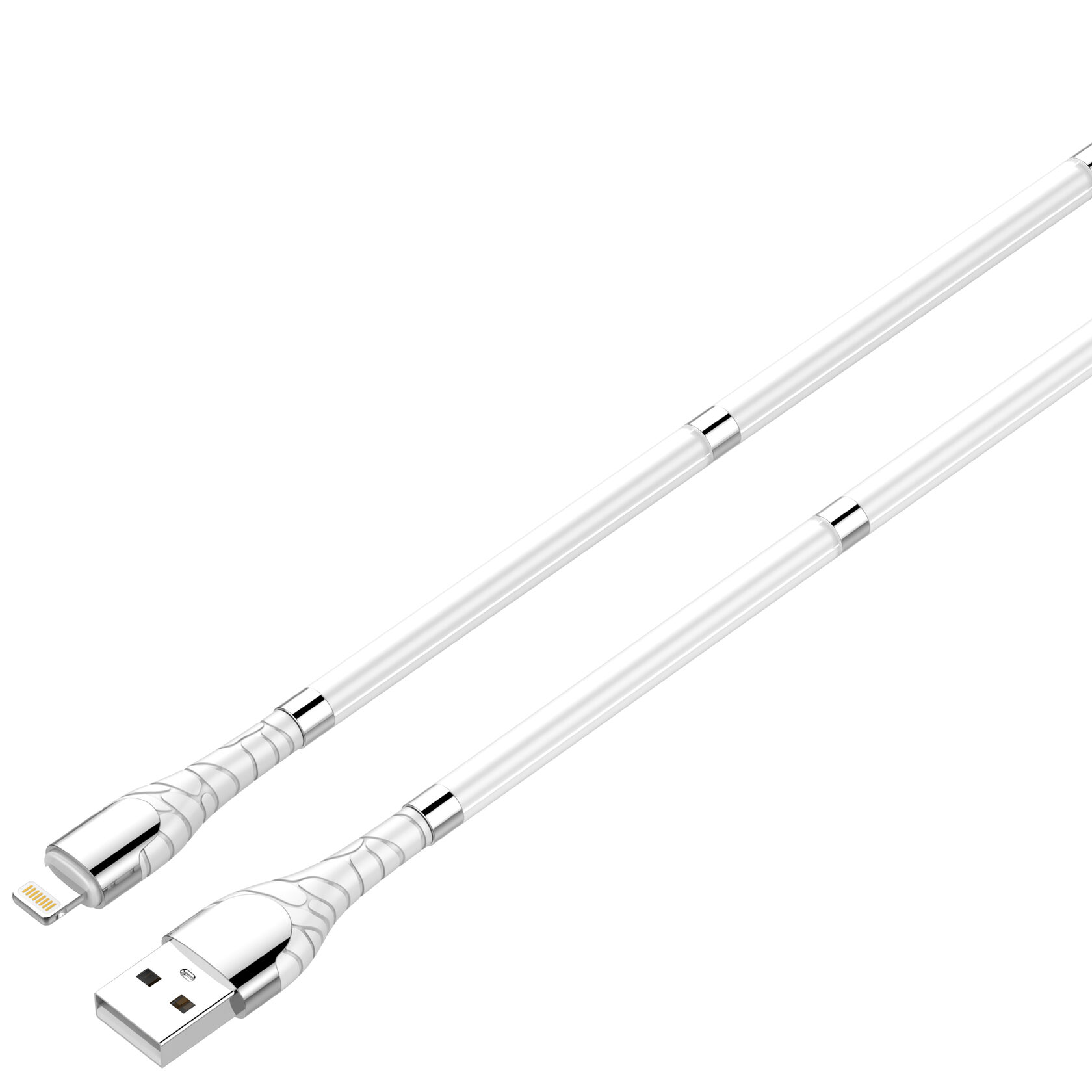 фото Ldnio ls511/ usb кабель lightning/ 1m/ 2.4a/ медь: 86 жил/ магнитная оплетка/ white