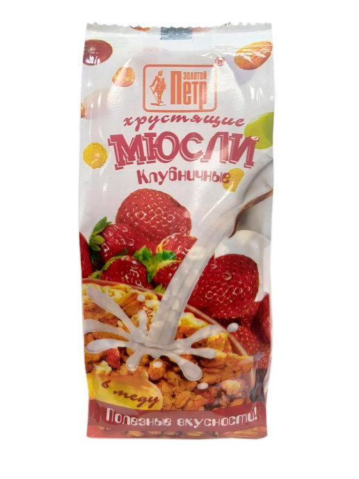 

Мюсли Хрустящие клубничные в меду "Золотой Петр" 250гр