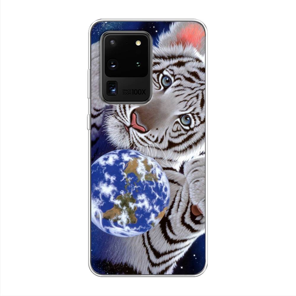 

Чехол на Samsung Galaxy S20 Ultra Тигренок и Земля, Синий;белый;черный, 29450-1