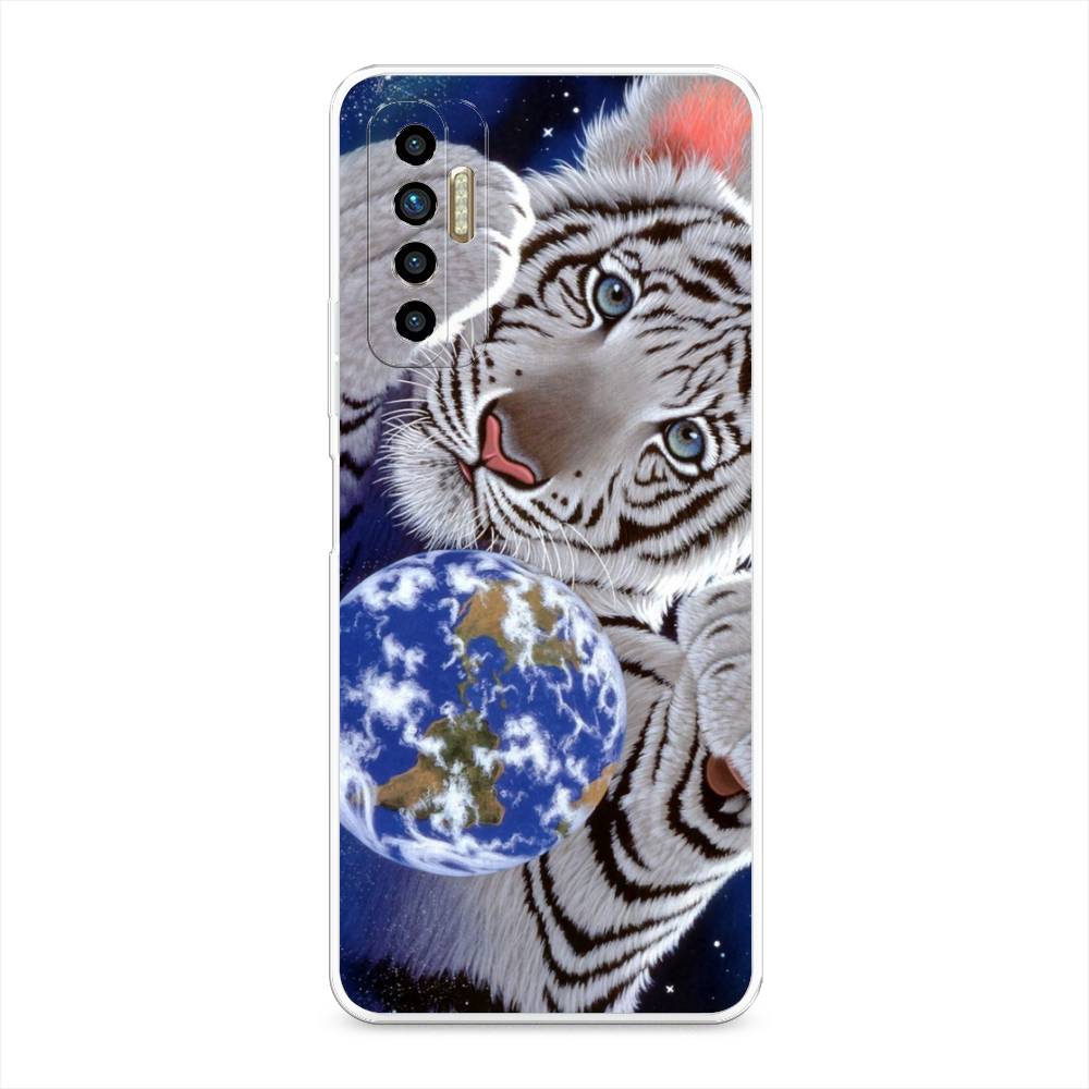 

Чехол на Tecno Camon 17P Тигренок и Земля, Синий;белый;черный, 300150-1