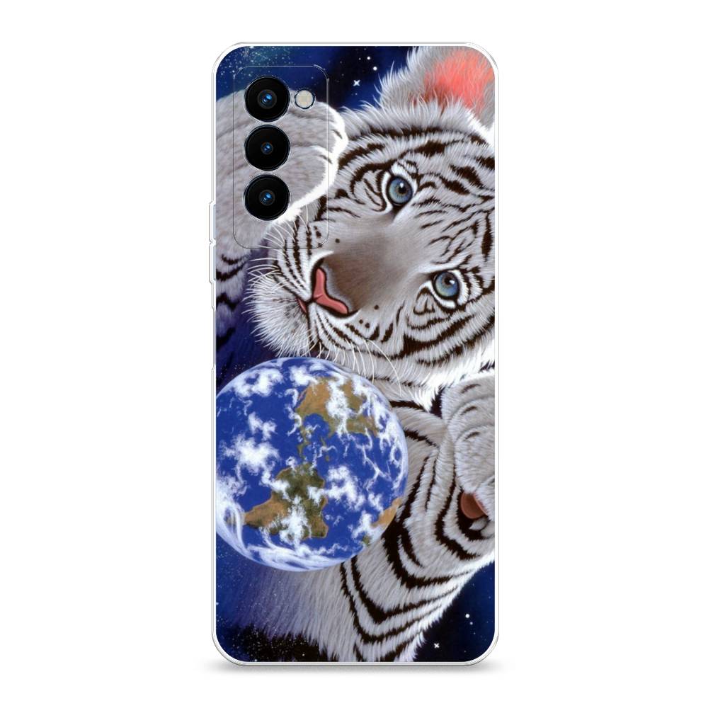 

Чехол на Tecno Camon 18P "Тигренок и Земля", Синий;белый;черный, 300750-1