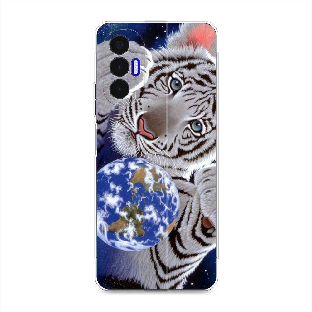 

Чехол на Tecno Pova 3 Тигренок и Земля, Синий;белый;черный, 301550-1