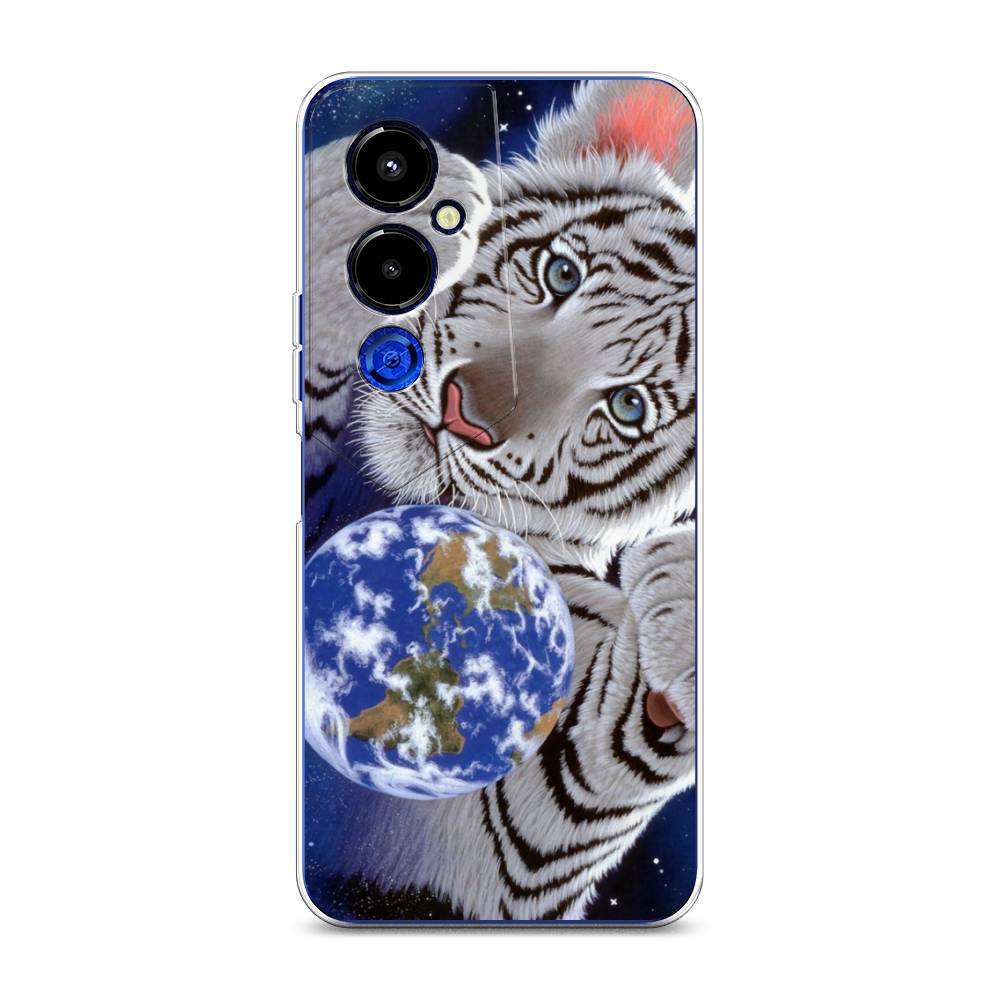 

Чехол на Tecno Pova 4 Pro Тигренок и Земля, Синий;белый;черный, 302650-1