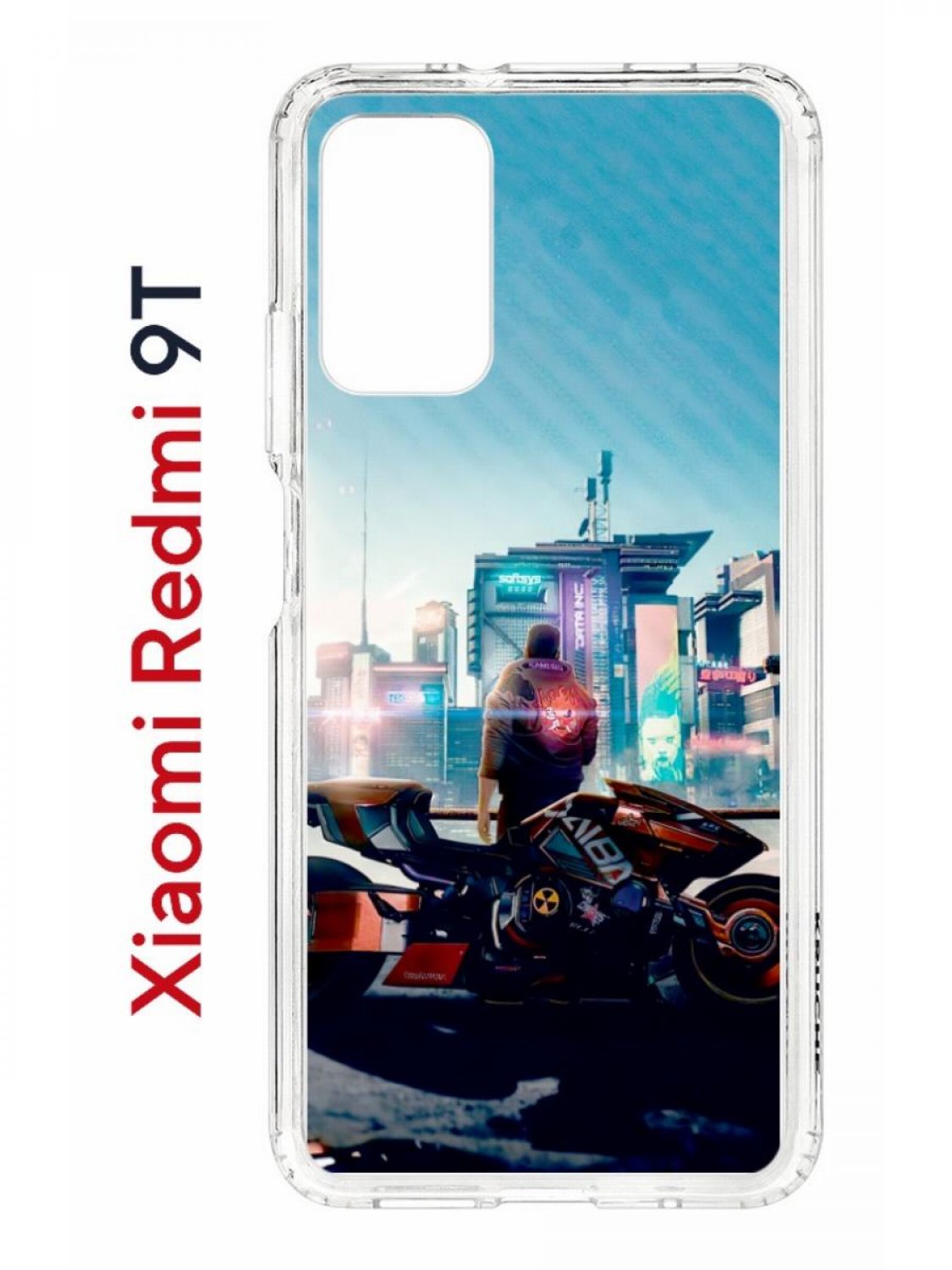 фото Чехол на redmi 9t с принтом kruche print киберпанк,противоударный бампер,с защитой камеры кruче