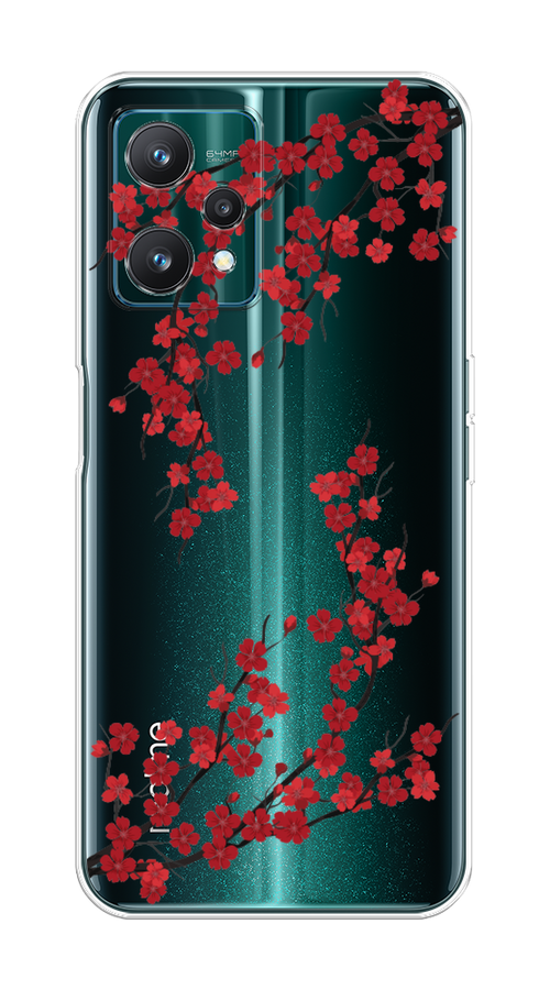 

Чехол на Realme 9 Pro "Красная сакура", Красный;черный, 2511150-2
