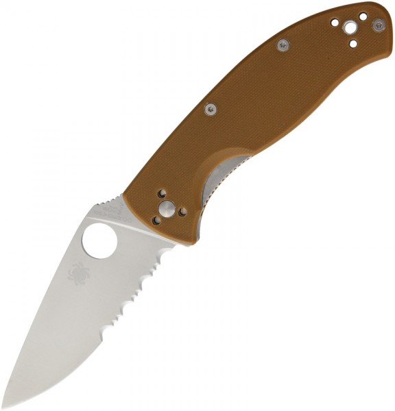 фото Складной нож spyderco tenacious, brown g10 handle, part serrated