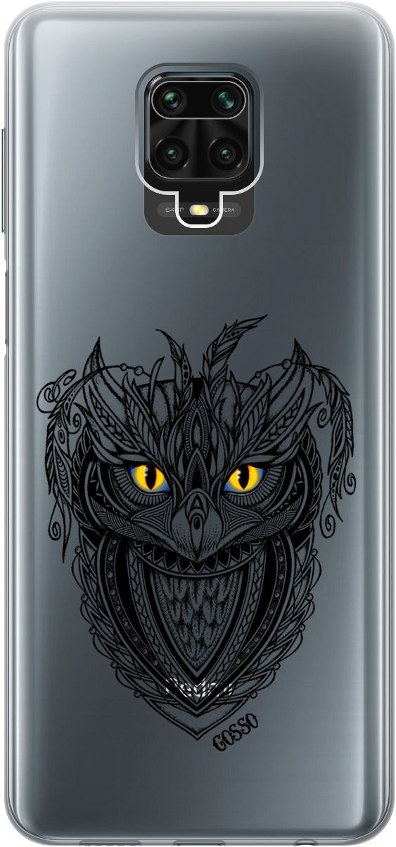 

Чехол на Xiaomi Redmi Note 9s "Grand Owl" прозрачный, Прозрачный;желтый, 0