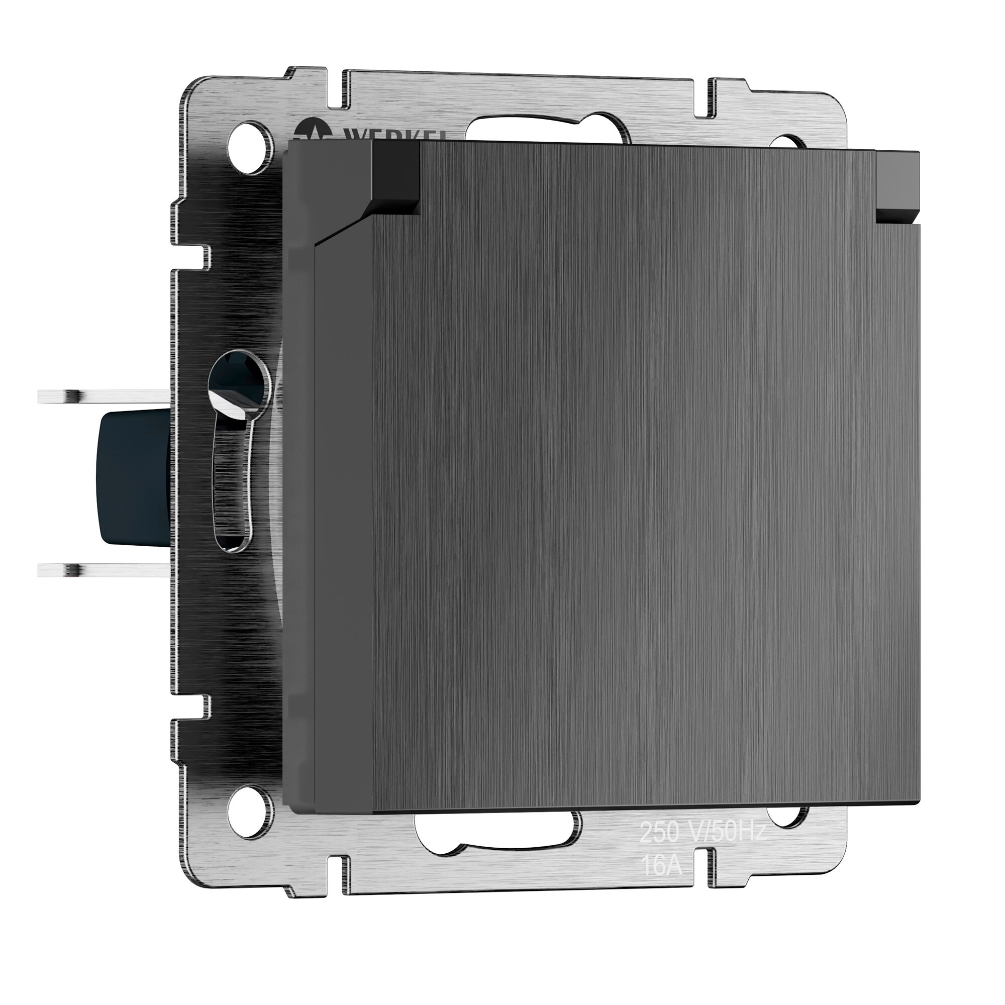 

Встраиваемая розетка с защитной крышкой и шторками N Werkel W1171204 IP44 графит рифленый, Серый, Розетка влагозащищенная с заземлением, защитной крышкой и шторками New