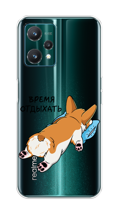 

Чехол на Realme 9 Pro "Корги отдыхает", Черный;коричневый;голубой, 2511150-1