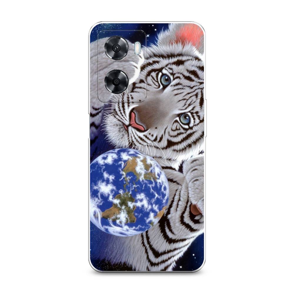 

Чехол на Oppo A57 4G "Тигренок и Земля", Синий;белый;черный, 2511550-1