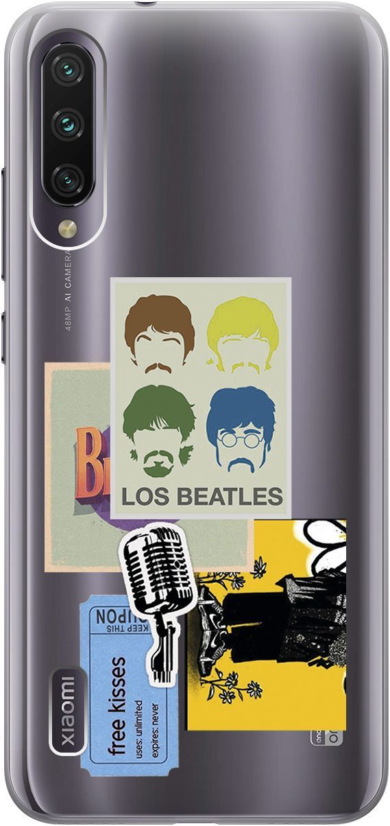 

Чехол на Xiaomi Mi A3 "Beatles Stickers" прозрачный, Прозрачный;бежевый, 5516