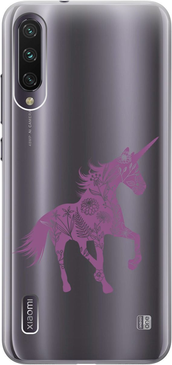 

Чехол на Xiaomi Mi A3 "Floral Unicorn" прозрачный, Прозрачный;фиолетовый, 5516