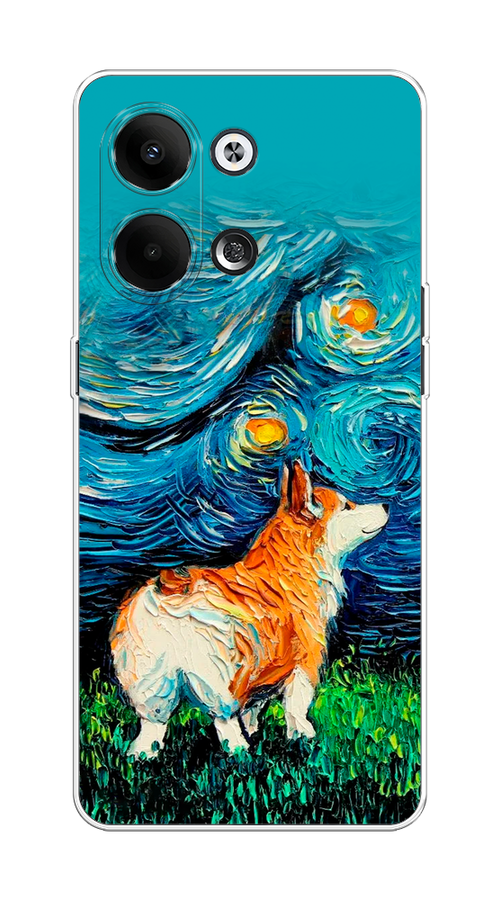 

Чехол на Oppo Reno9 "Корги звёздная ночь", Коричневый;белый;зеленый, 2512750-1