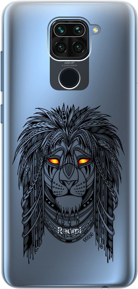 

Чехол на Xiaomi Redmi Note 9 "Grand Leo" прозрачный, Прозрачный;красный, 108