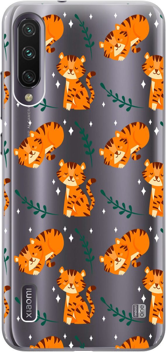 

Чехол на Xiaomi Mi A3 "Tigers" прозрачный, Прозрачный;бежевый, 5516