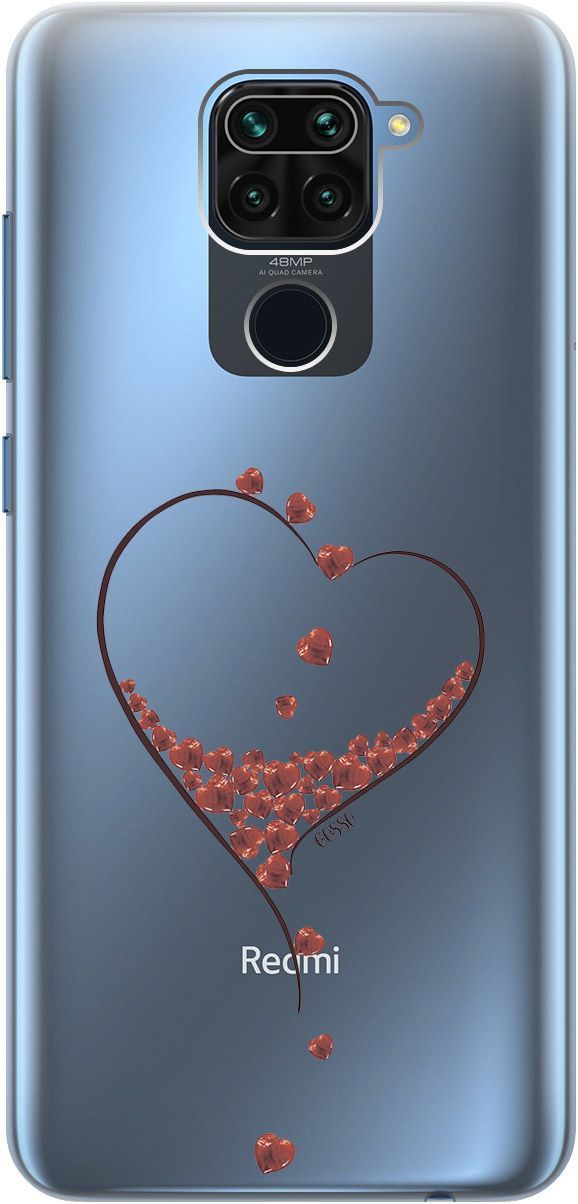 

Чехол на Xiaomi Redmi Note 9 "Little hearts" прозрачный, Прозрачный;черный, 108