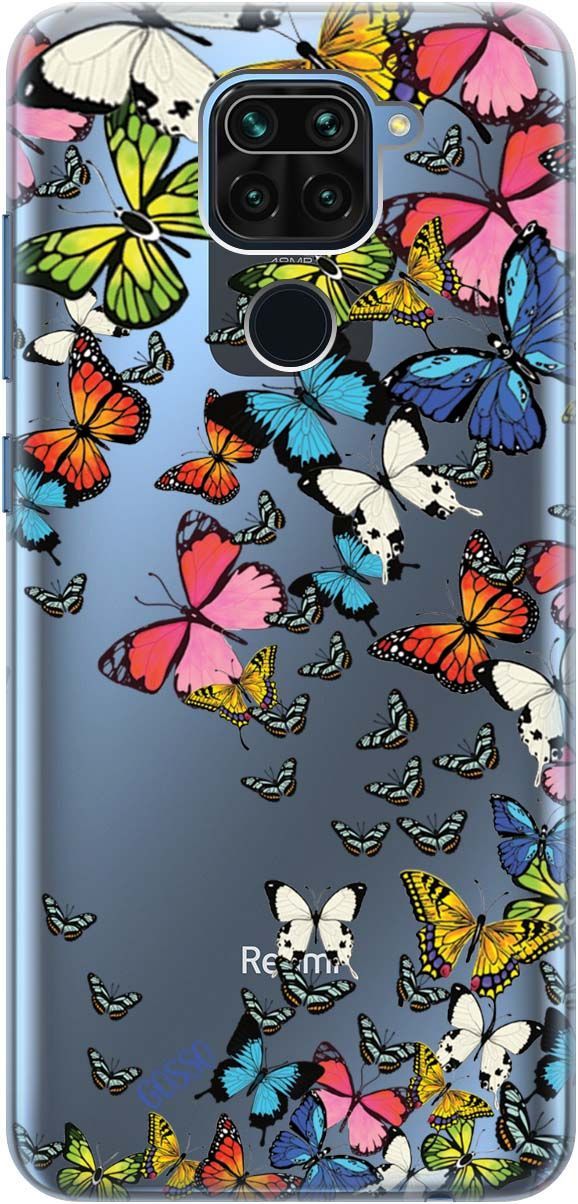 

Чехол на Xiaomi Redmi Note 9 "Magic Butterflies" прозрачный, Прозрачный;желтый, 108