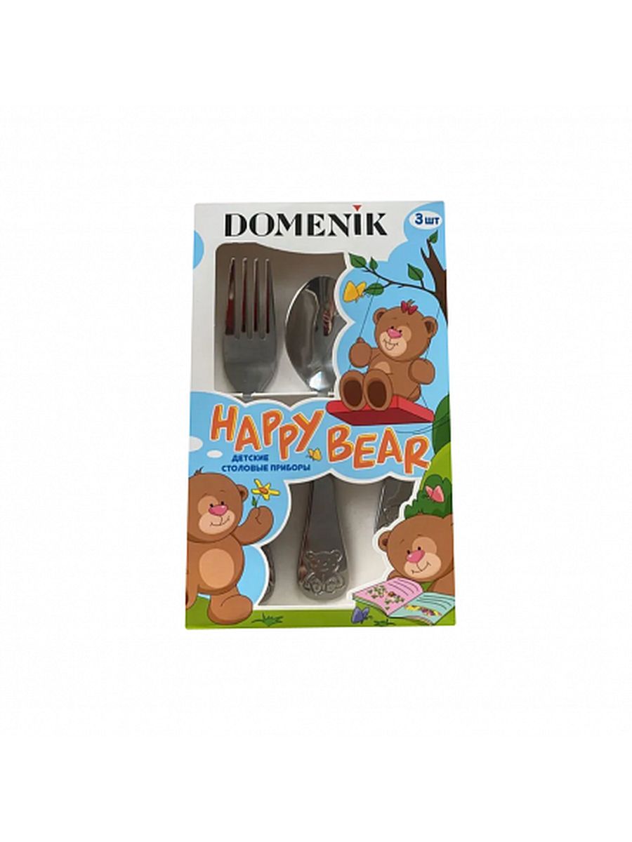 

Набор детских столовых приборов domenik happy bear 3пр Dmc001