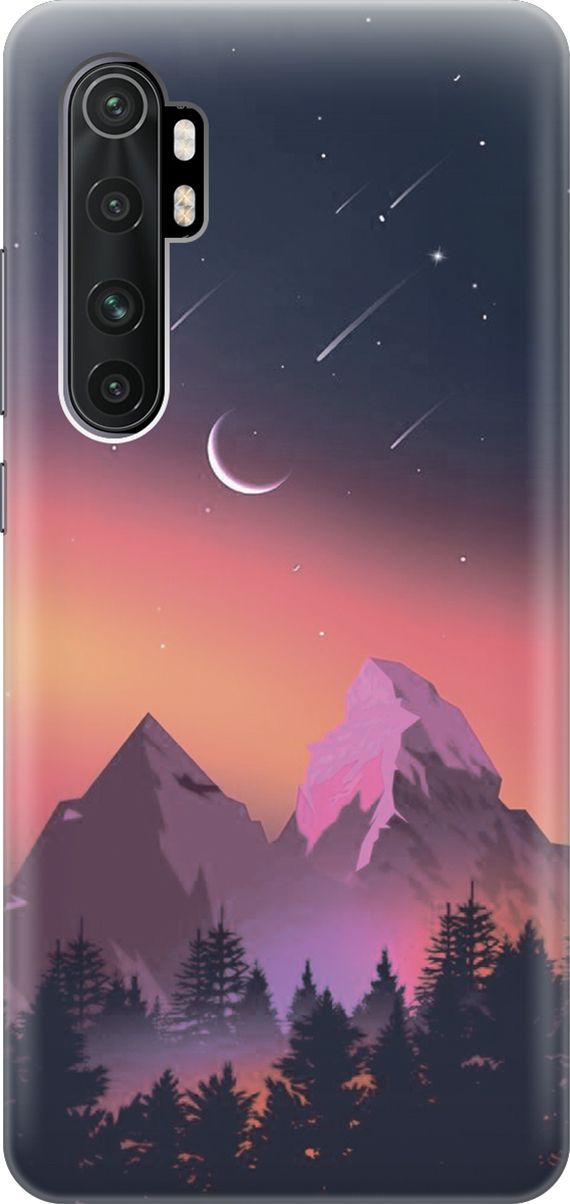 

Чехол на Xiaomi Mi Note 10 Lite "Горы и звездопад", Оранжевый;черный, 7845