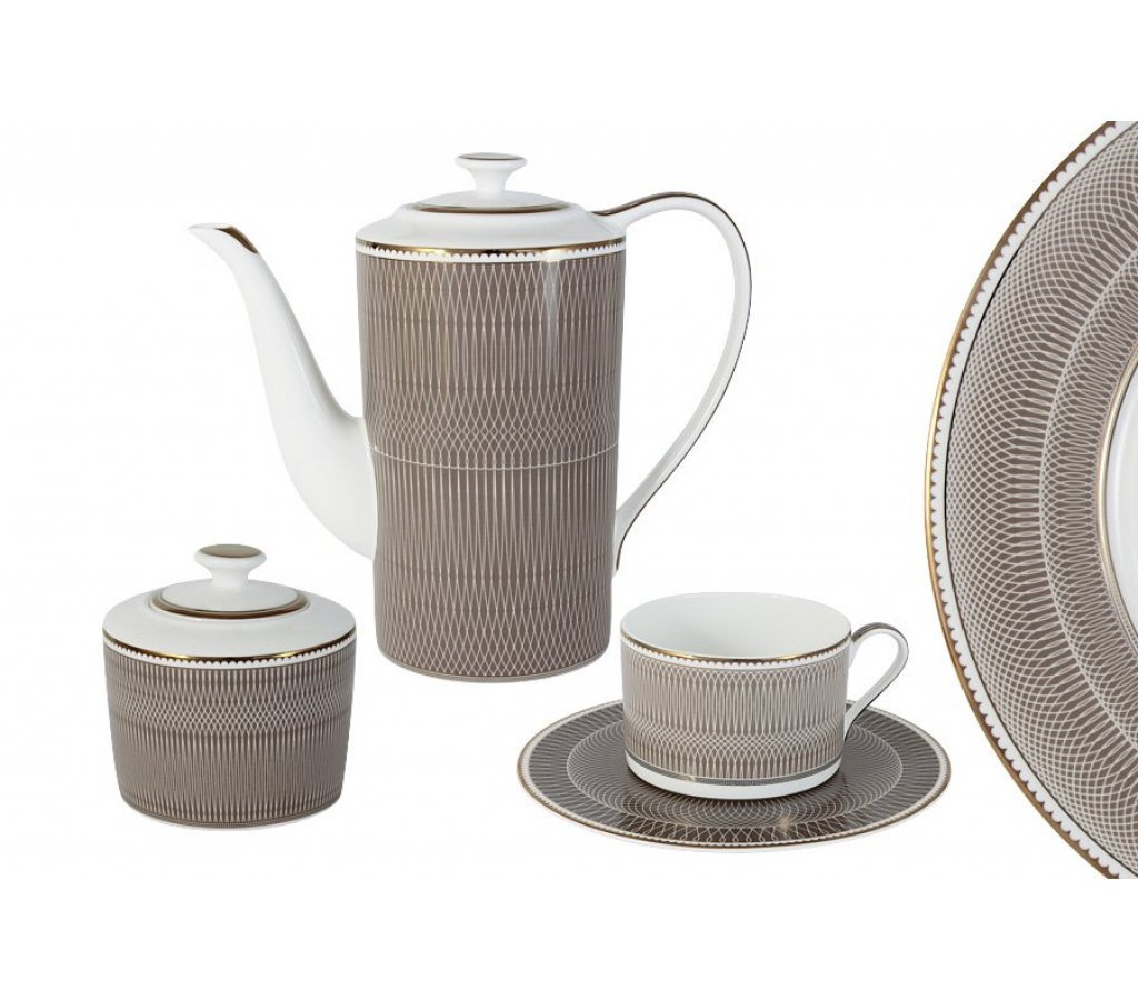 

Чайный сервиз Мокко Naomi на 6 персон 14 предметов, Белый;коричневый;золотистый, 58753-03