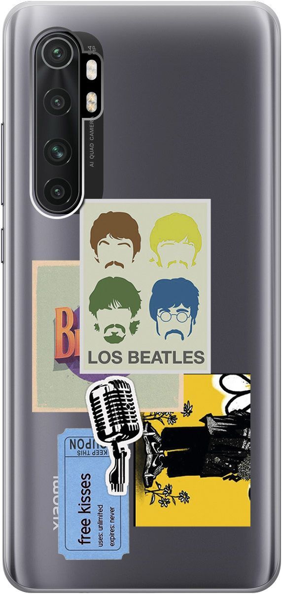 

Чехол на Xiaomi Mi Note 10 Lite "Beatles Stickers" прозрачный, Прозрачный;бежевый, 5521