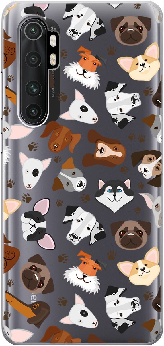 

Чехол на Xiaomi Mi Note 10 Lite "Dogs Pattern" прозрачный, Прозрачный;коричневый, 5521