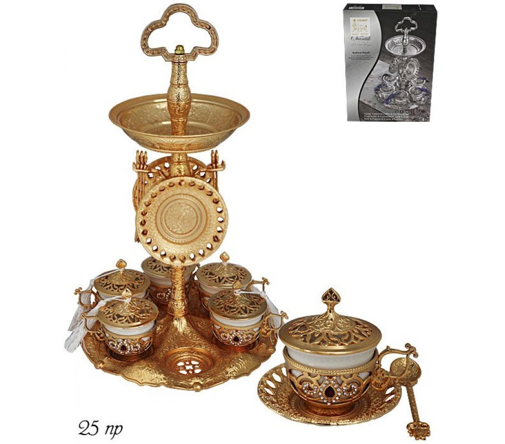 

Кофейный набор на подставке Позолоченный металл Lenardi, Золотистый, 59068-01