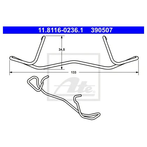 фото Пружина тормозного суппорта ate 11811602361 для volvo s60 i, s80 i, v70 ii, xc70