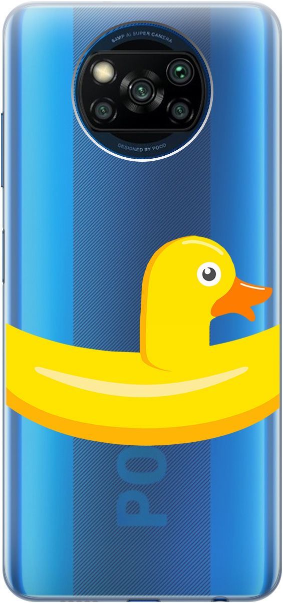 

Чехол на Xiaomi Poco X3 "Duck Swim Ring" прозрачный, Прозрачный;белый, 5527