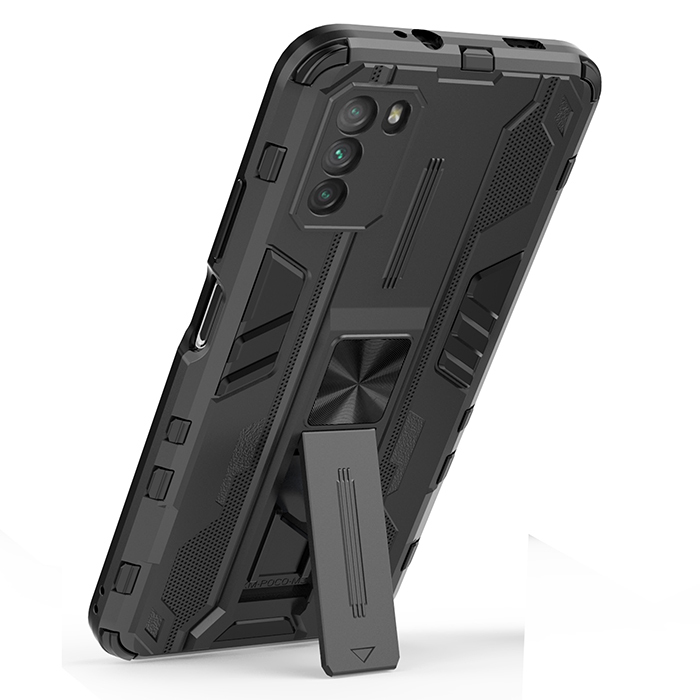 фото Противоударный чехол с подставкой transformer для xiaomi poco m3 (черный) black panther