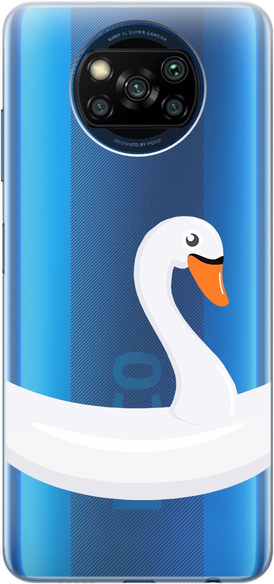 

Чехол на Xiaomi Poco X3 "Swan Swim Ring" прозрачный, Прозрачный;белый, 5527