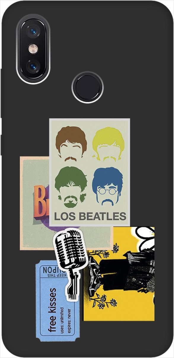 

Матовый чехол на Xiaomi Mi 8 "Beatles Stickers" черный, Черный;белый, 8622