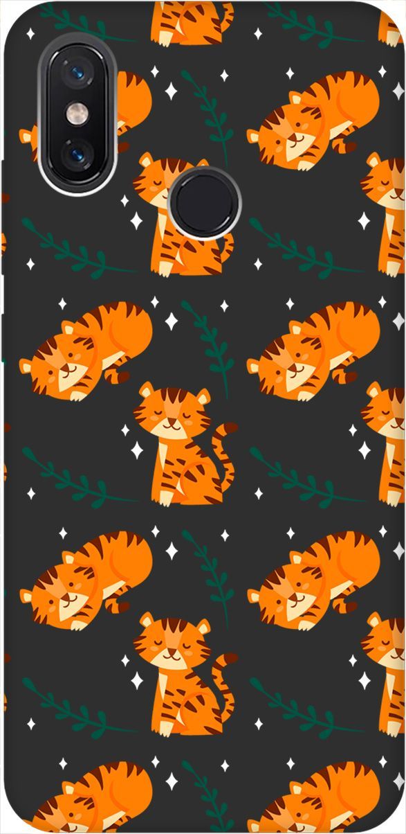 

Матовый Soft Touch силиконовый чехол на Xiaomi Mi 8 "Tigers" черный, Черный;белый, 8622