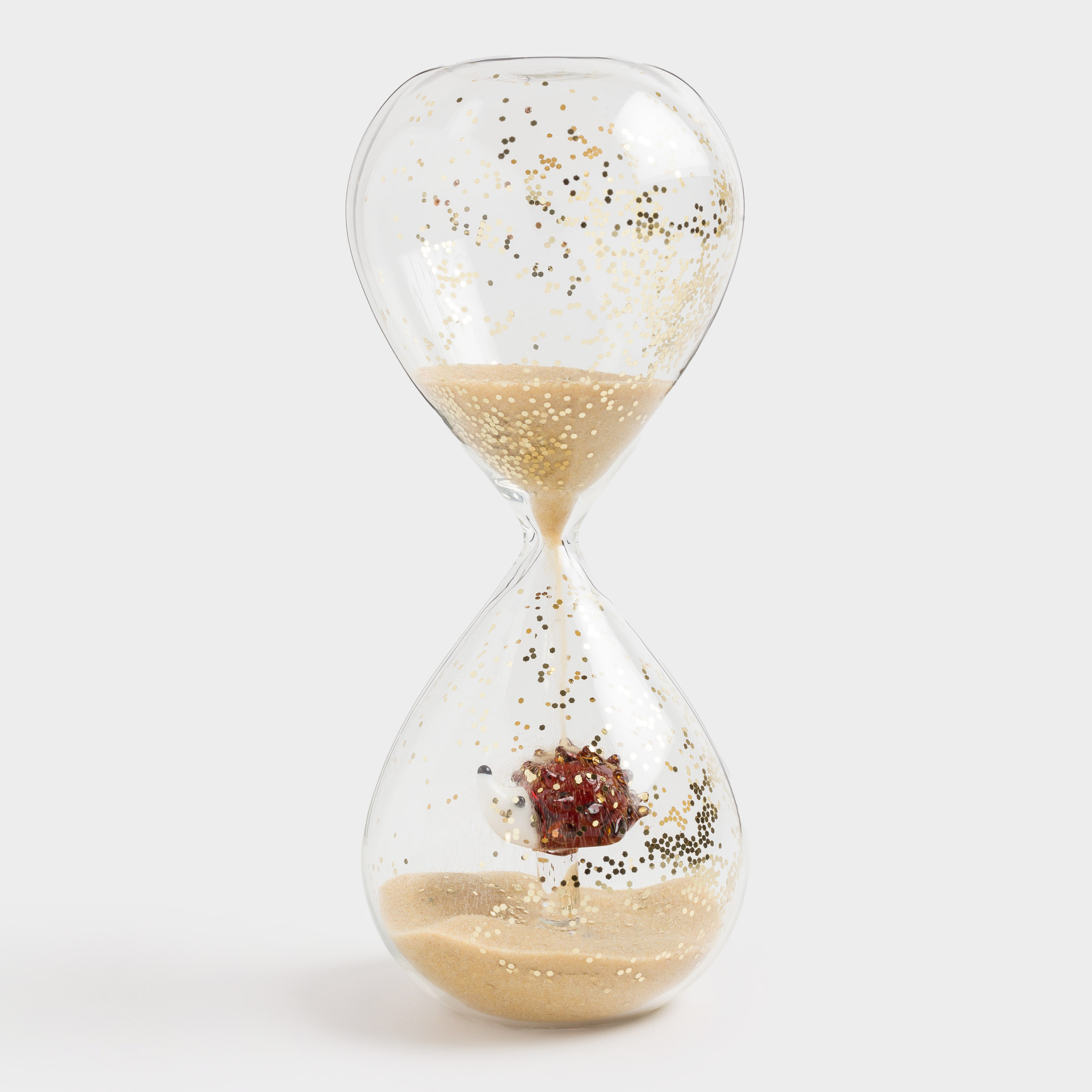 

Часы песочные, 16 см, 1 минута, стекло Б/песок, Ежик в золотистом песке, Sand time