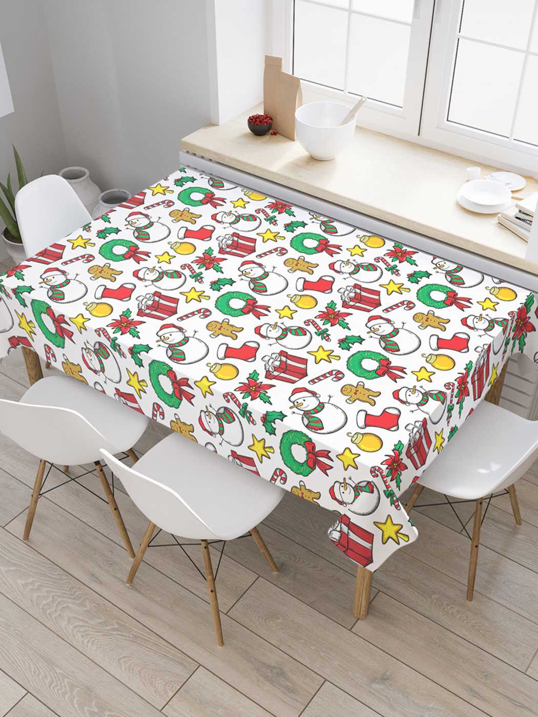 

Скатерть прямоугольная JoyArty "Радость для всех" из оксфорда, 120x145 см, Белый, Радость для всех