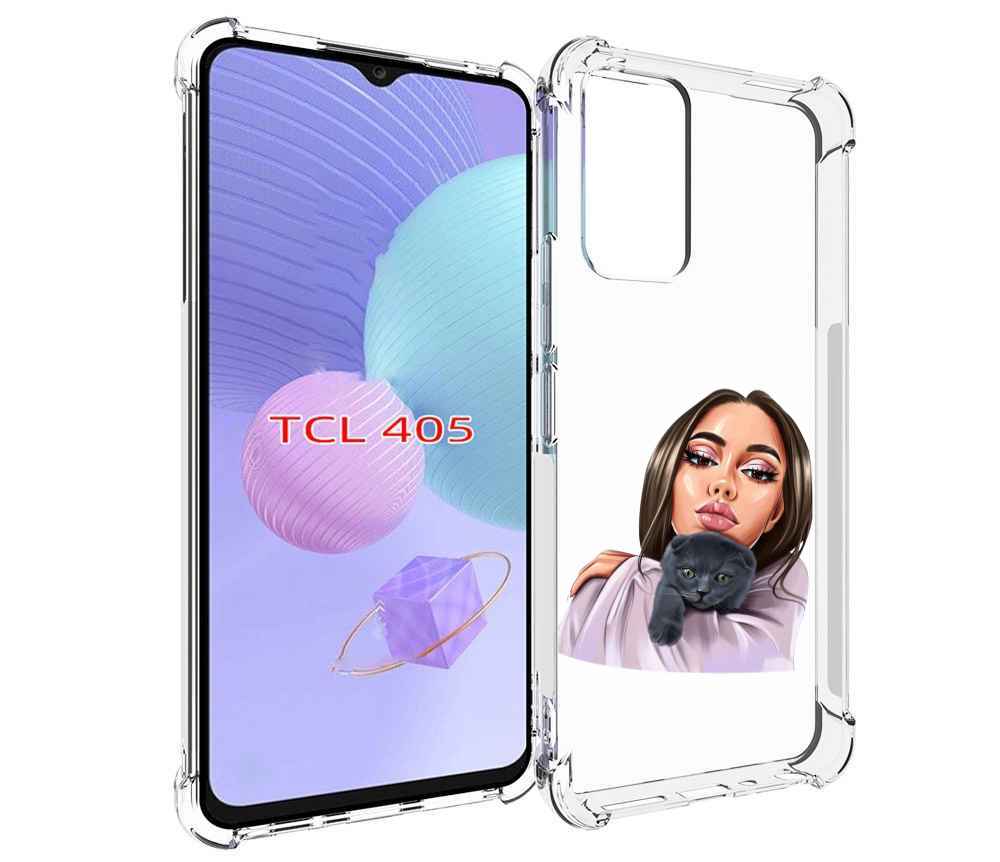 

Чехол MyPads нарисованная-девушка-с-котом женский для TCL 405, Tocco