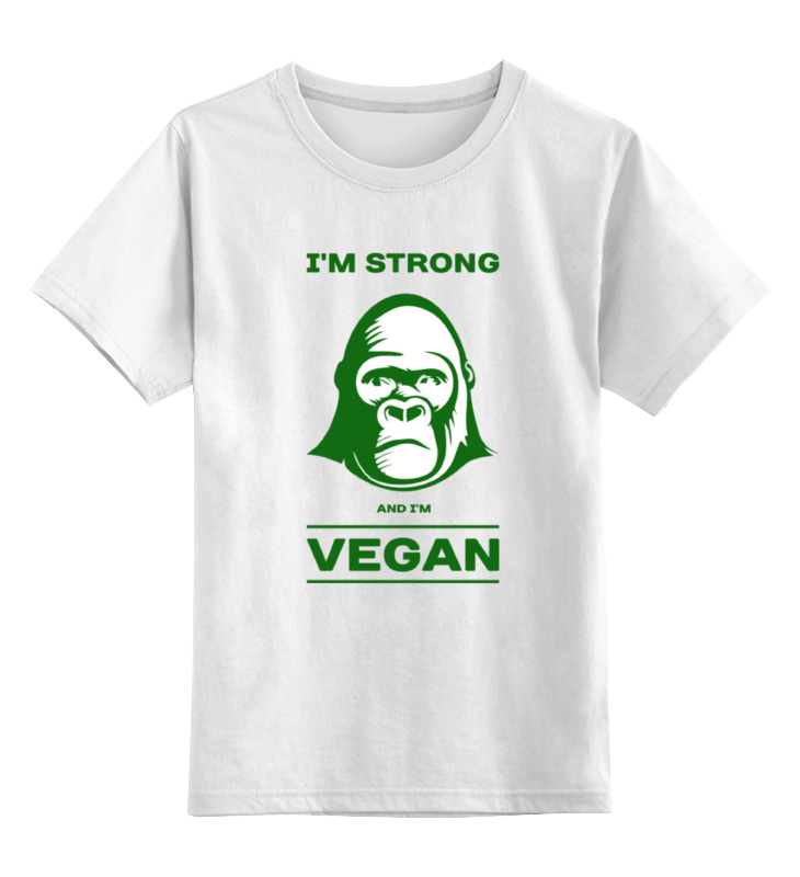 

Футболка детская Printio I'm strong & i'm vegan цв. белый р. 128, I'm strong & i'm vegan