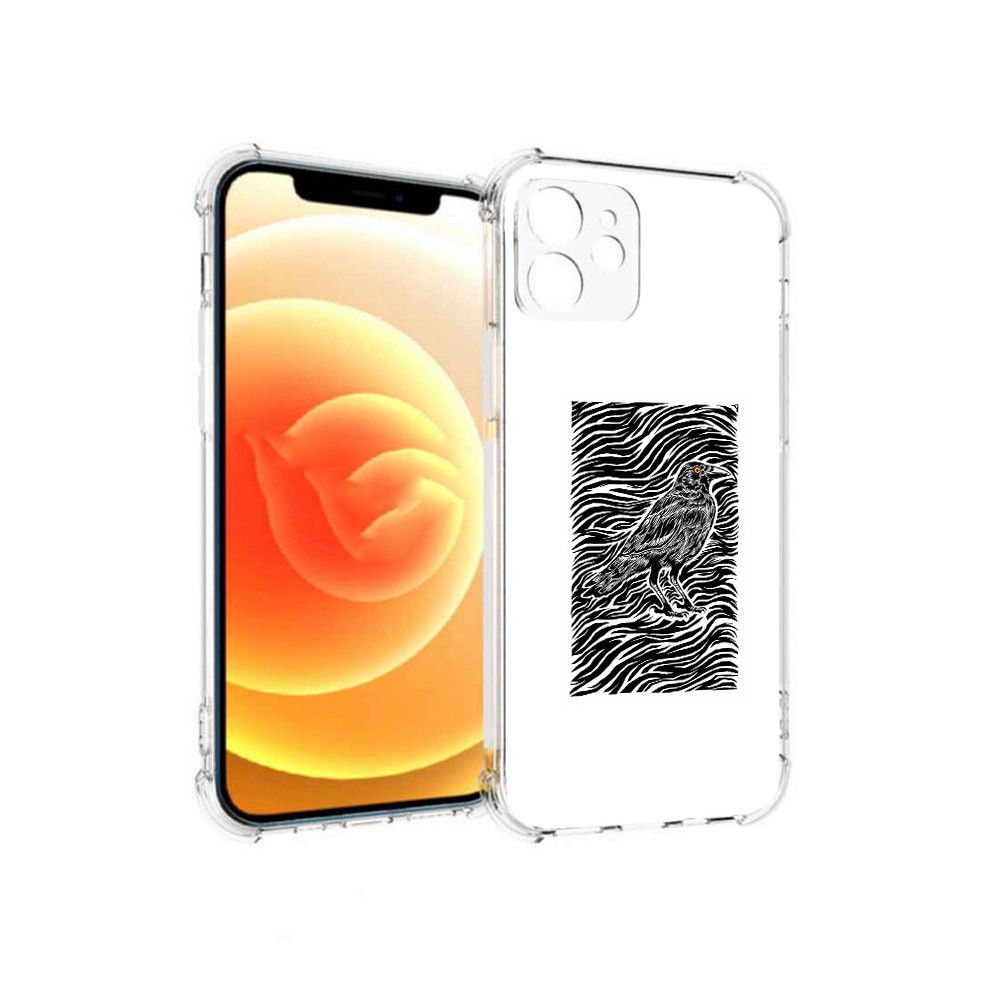 

Чехол MyPads Tocco для Apple iPhone 12 ворон в абстракции (PT157543.607.272), Прозрачный, Tocco