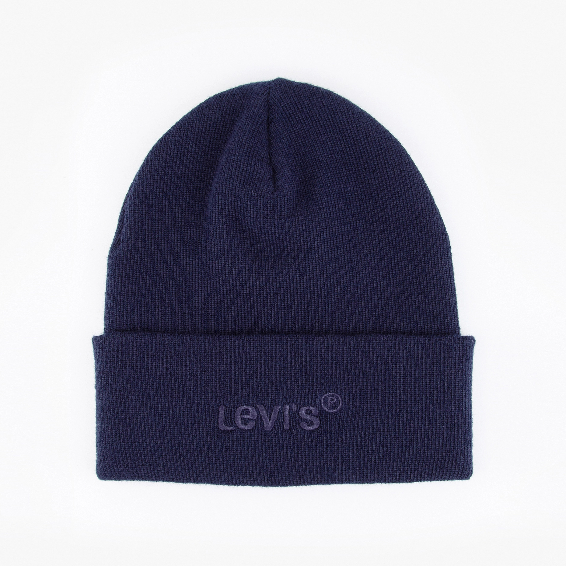 фото Шапка бини унисекс levi's wordmark beanie синяя, one size