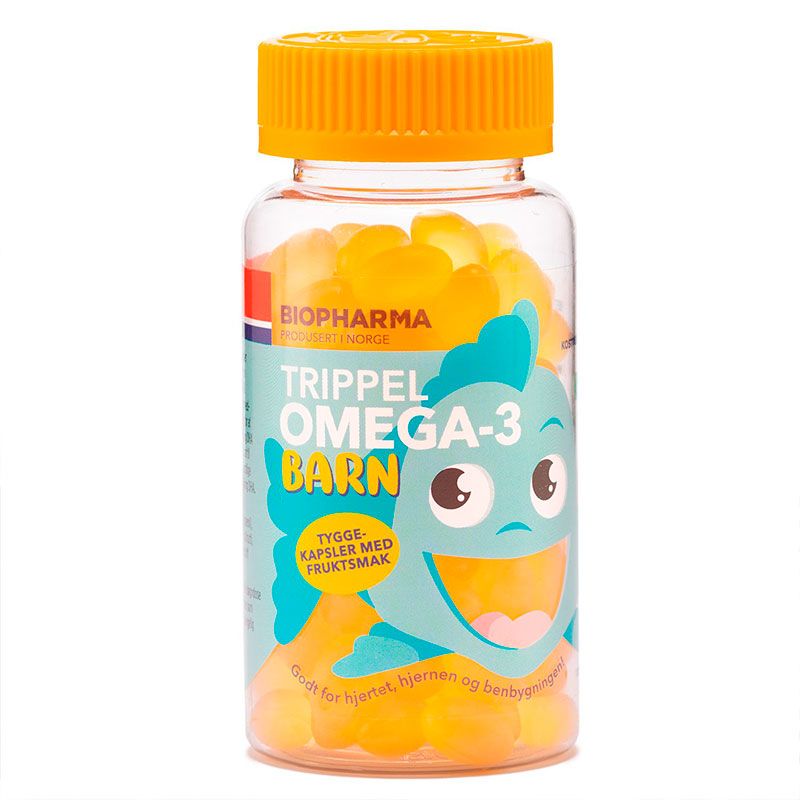 Купить Рыбий жир омега-3 для детей BIOPHARMA Trippel Omega-3 Barn Tutti-Frutti капсулы 120 шт.