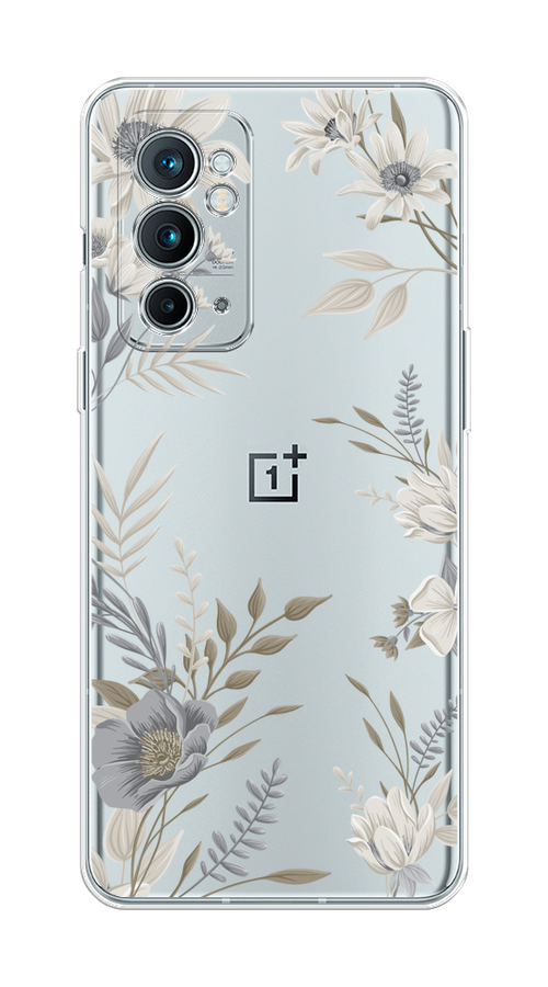 

Чехол на OnePlus 9RT "Цветы сепия", Серый;прозрачный;зеленый;белый, 152050-1