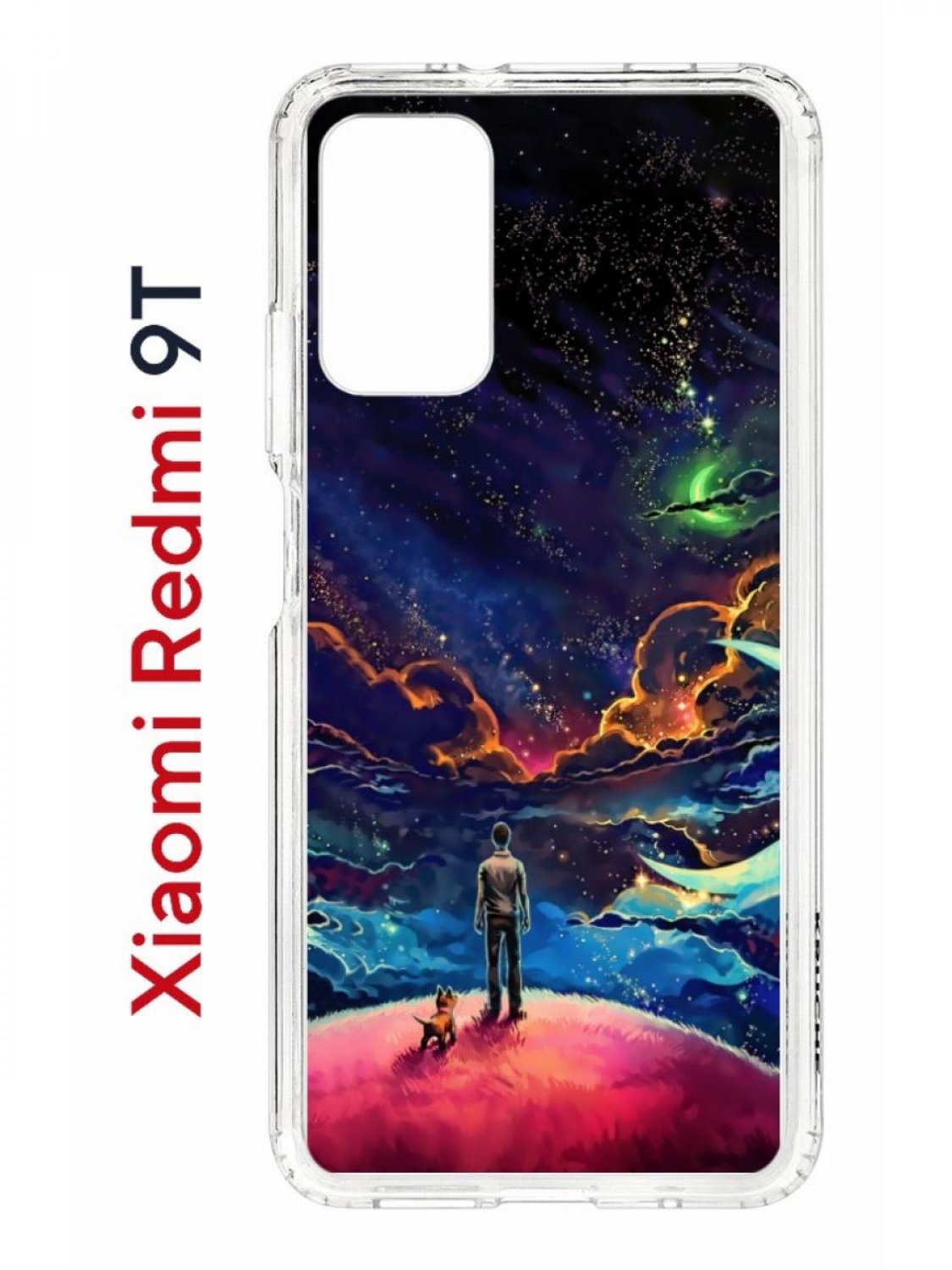 

Чехол на Redmi 9T Kruche Print Маленький принц,противоударный бампер,с защитой камеры, Прозрачный;синий;красный;фиолетовый, Ксиоми редми 9т