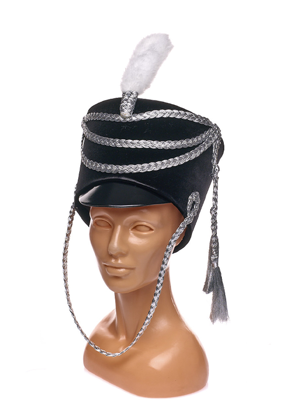

Кивер гусарский из бархата (Цв: Черный-Серебряный ), Красный